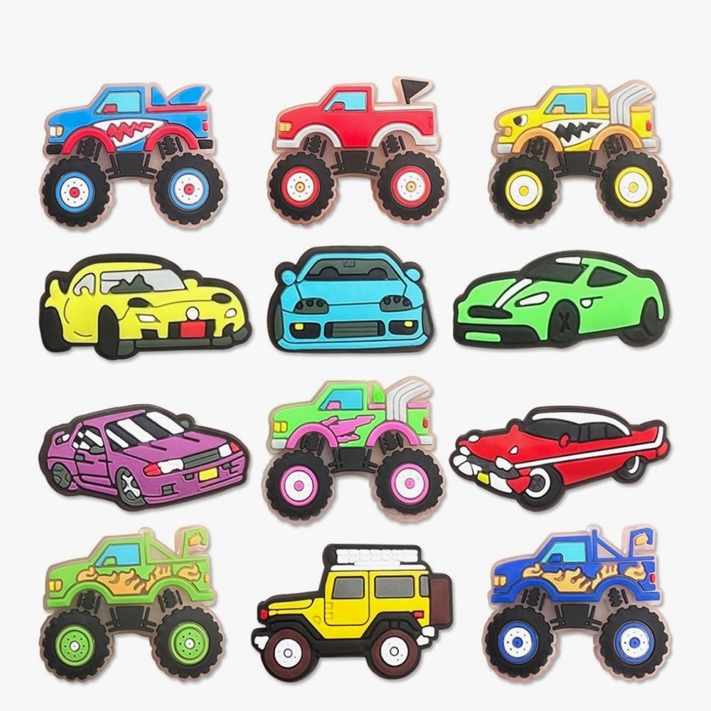12pcs croc Vehicle Roadster Shoe Charms For Clog Sandals cars trucks